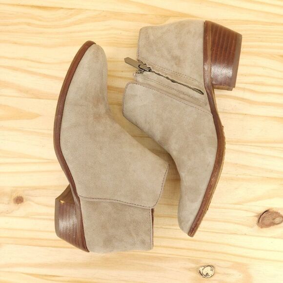 Sam Edelman Petty Women's Booties Sz 6.5 Gray Suede Stacked Heel Ankle Boots - Picture 5 of 11